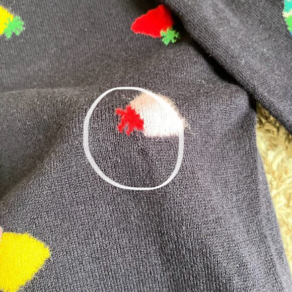 Talbots Sz M Party Hat Scoop Neck Sweater Navy with Multicolor Birthday Holiday - Picture 11 of 16